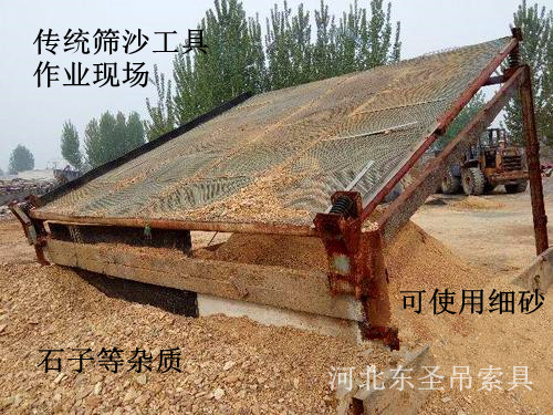 傳統(tǒng)篩沙工具使用現(xiàn)場,低效且細砂質量差